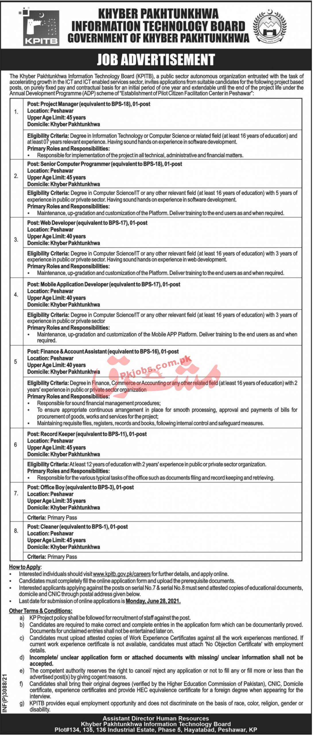 Provincial Information Technology Board Management PK Jobs 2021