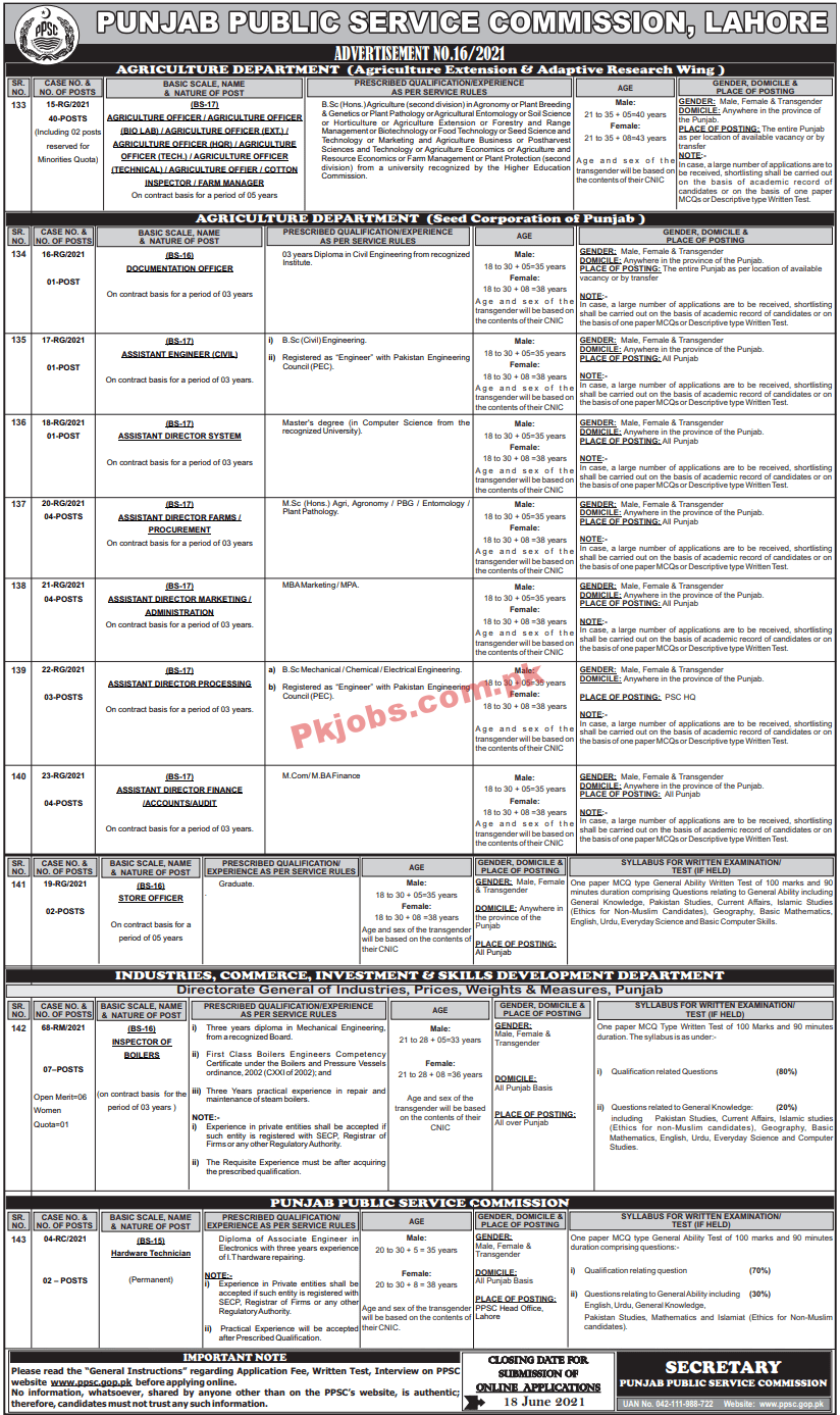 Public Service Commission Announced Management PK Jobs 2021