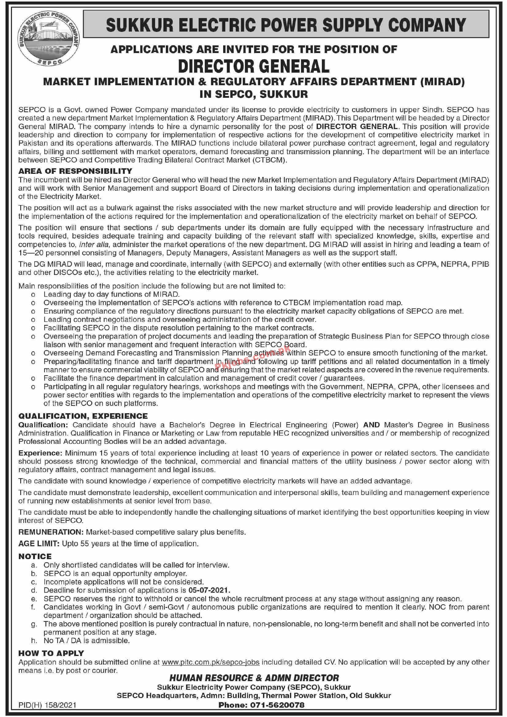 SEPCO Electric Power Supply Company Management PK Jobs 2021