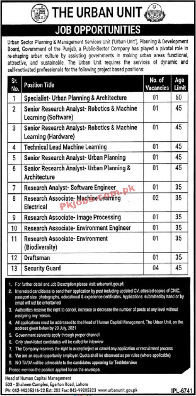 Jobs in The Urban Unit