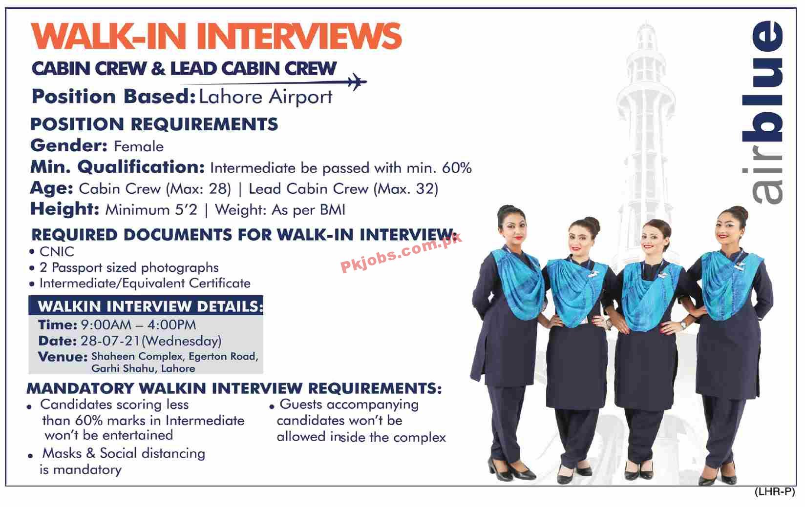 Air Blue Airline Announced Latest Cabin Crew Management PK Jobs 2021