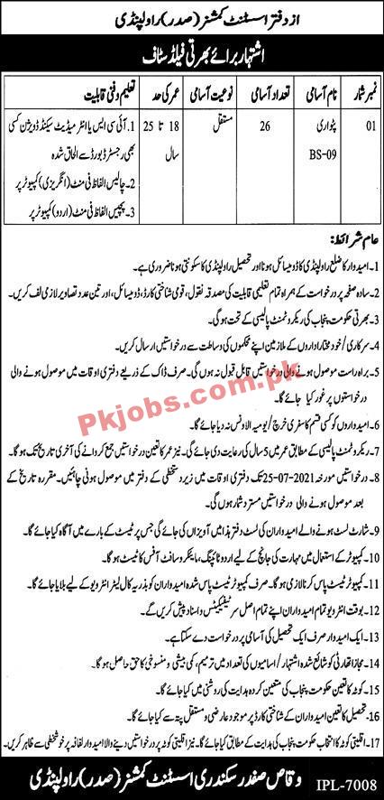 Assistant Commissioner Office Management PK Jobs 2021