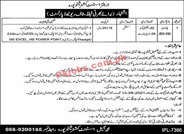 Assistant Commissioner Officer Revenue Department Management PK Jobs 2021