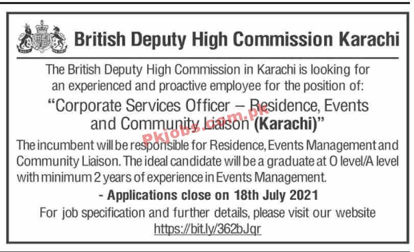 British Deputy High Commission Announced Management PK Jobs 2021