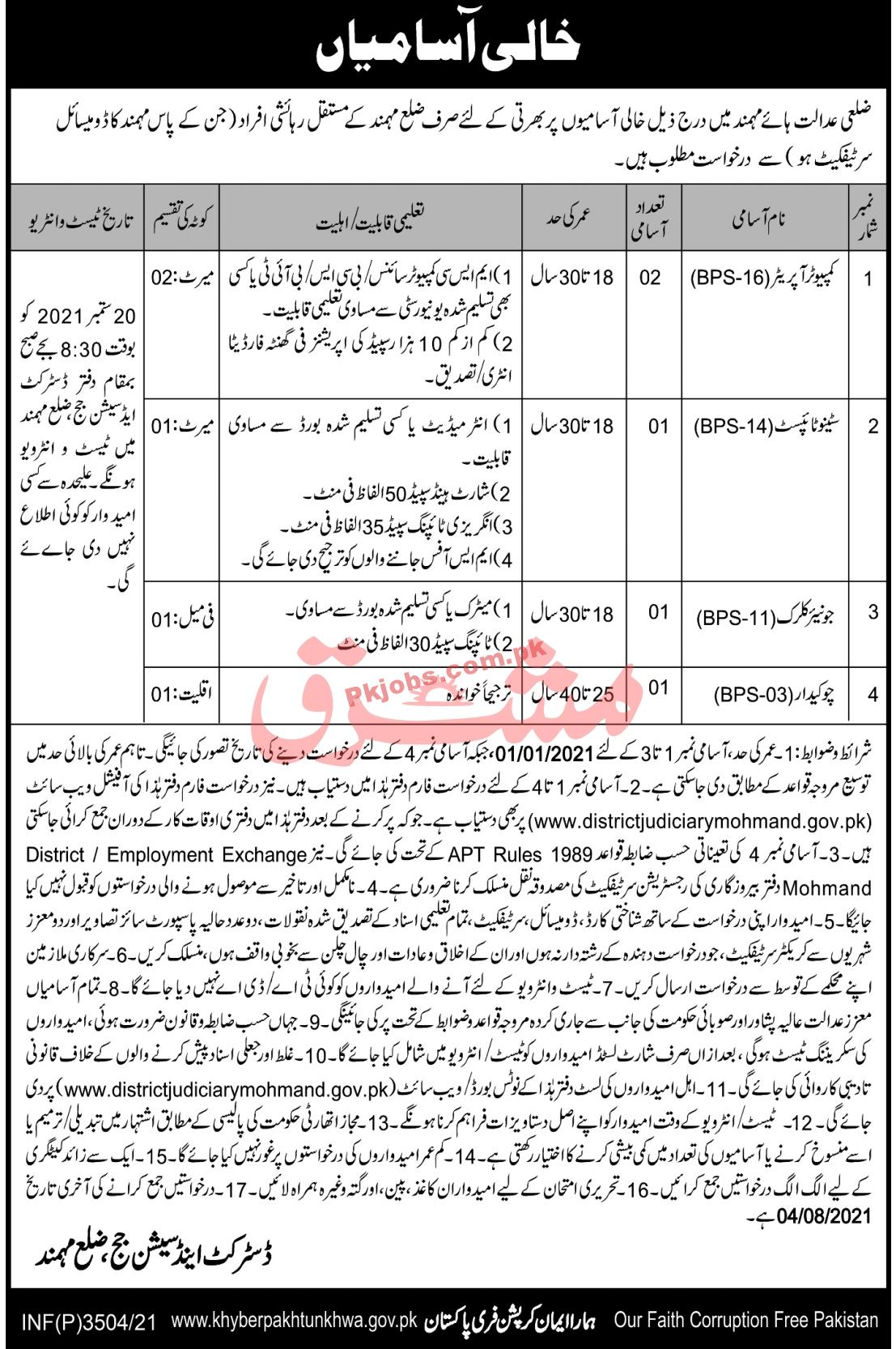 District & Session Court Office Announced Management PK Jobs 2021