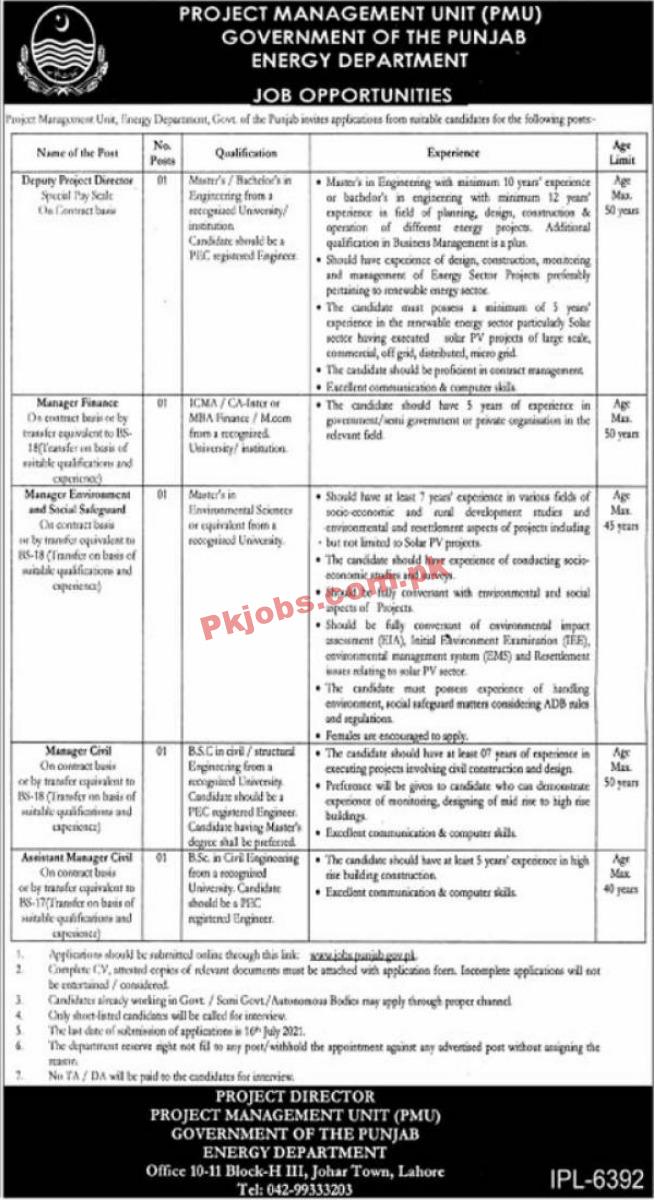 Energy Department Announced Latest Management PK Jobs 2021