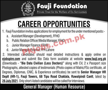 Fauji Foundation Welfare Trust Announced Management PK Jobs 2021