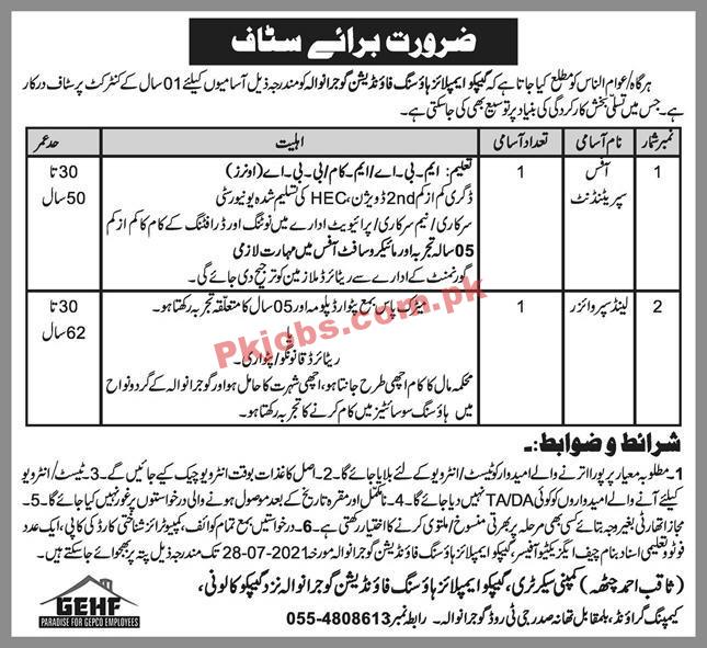 GEPCO Employees Housing Foundation Management PK Jobs 2021