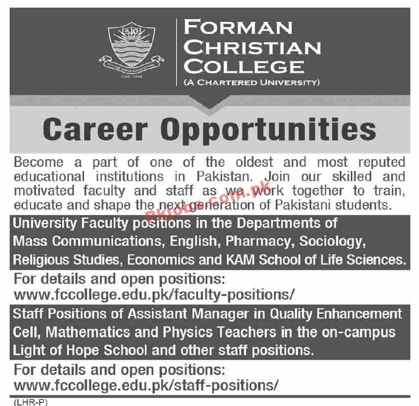 Jobs in Forman Christian College