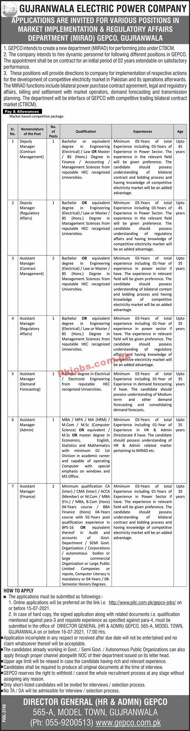 Jobs in Gujranwala Electric Power Company GEPCO