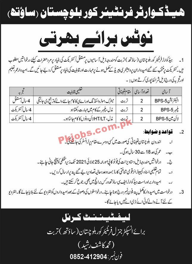 Jobs in HQ Frontier Core Balochistan