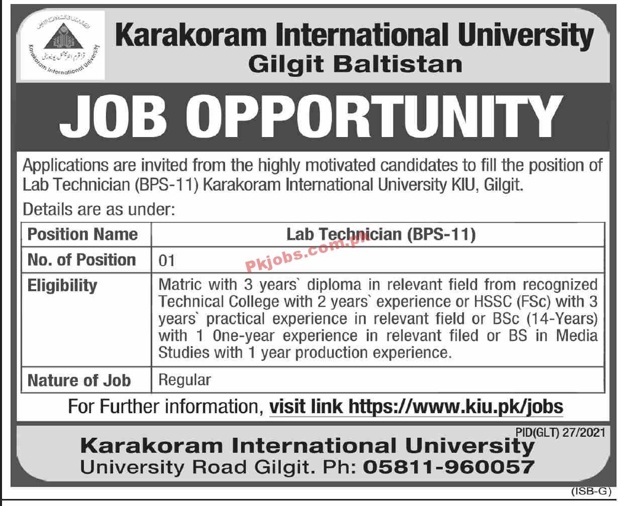 Jobs in Karakoram International University