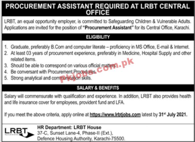 Jobs in LRBT Karachi