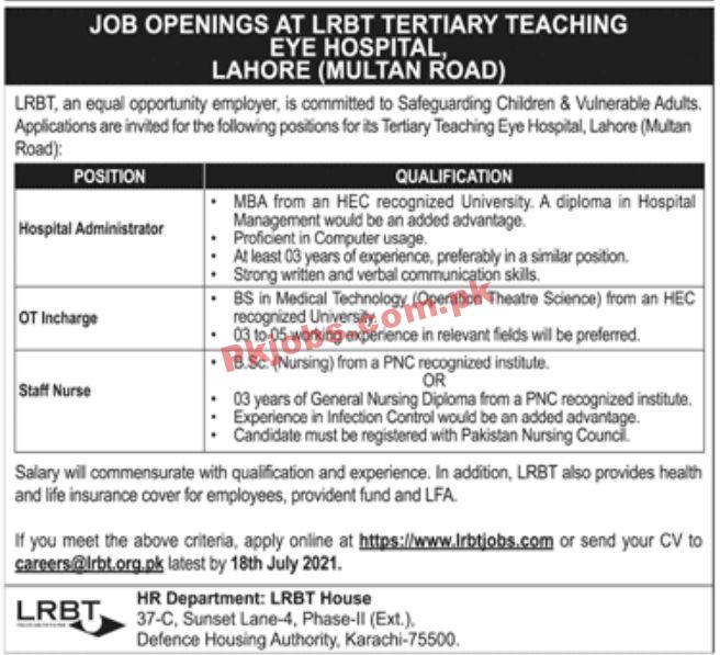 Jobs in LRBT Tertiary Teaching Eye Hospital