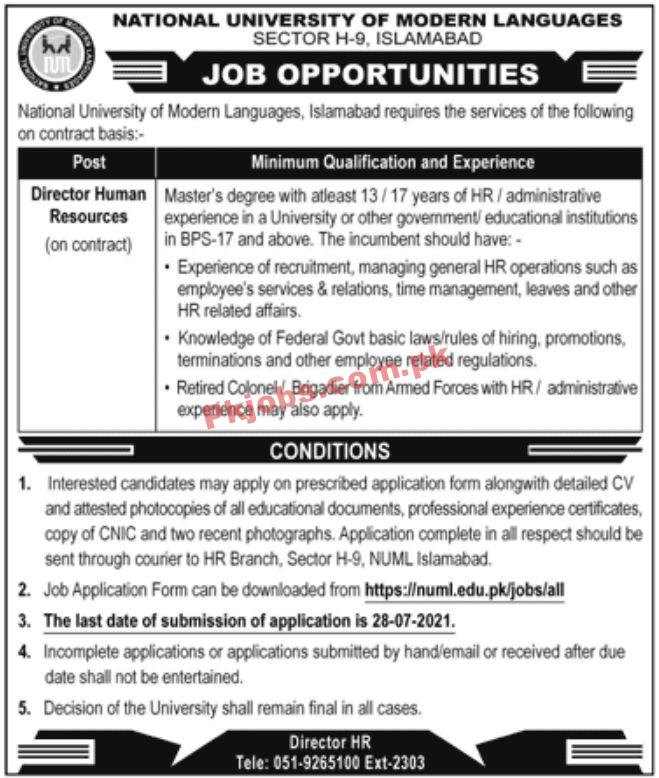 Jobs in National University of Modern Languages Islamabad