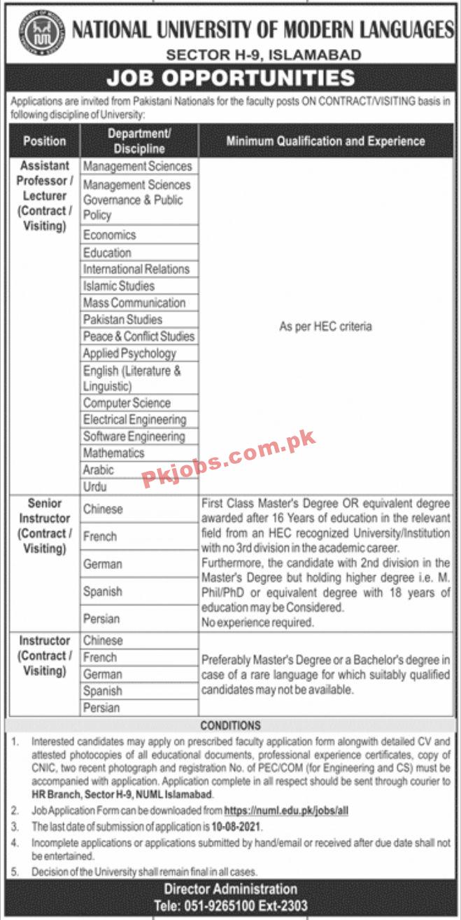 Jobs in National University of Modern Languages