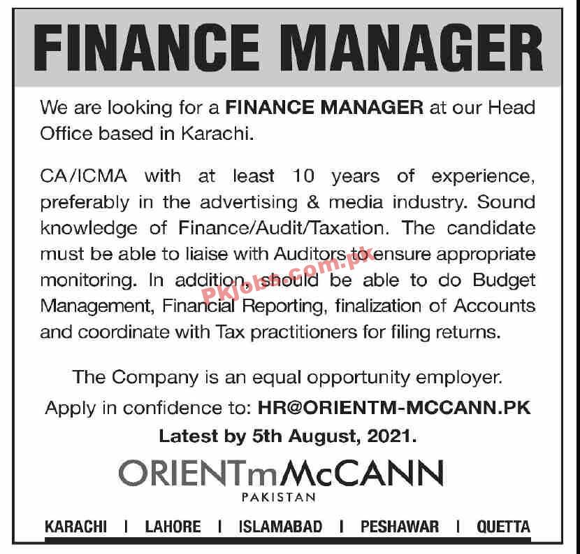 Jobs in Orient m McCann Pakistan