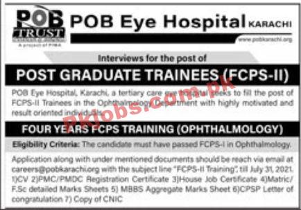 Jobs in POB Eye Hospital Karachi