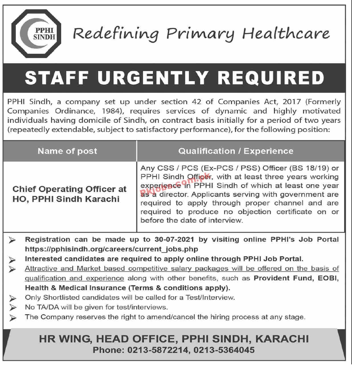 Jobs in PPHI Sindh