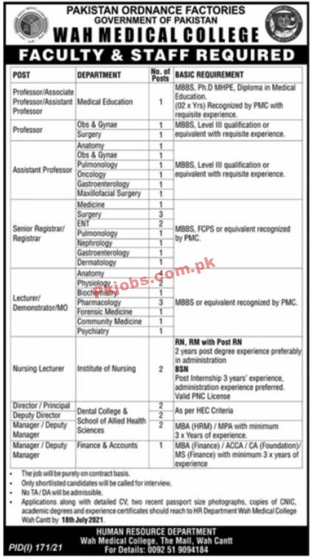 Jobs in Pakistan Ordnance Factories Government of Pakistan