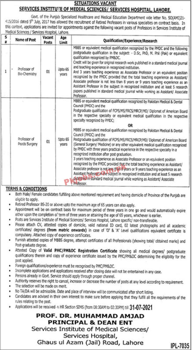 Jobs in Services Hospital Lahore