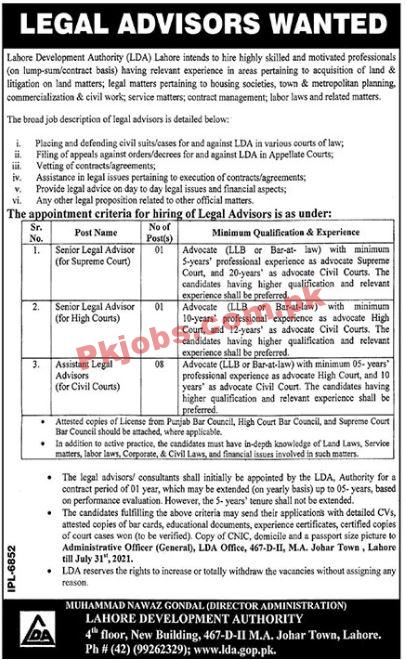 Lahore Development Authority (LDA) Management PK Jobs 2021