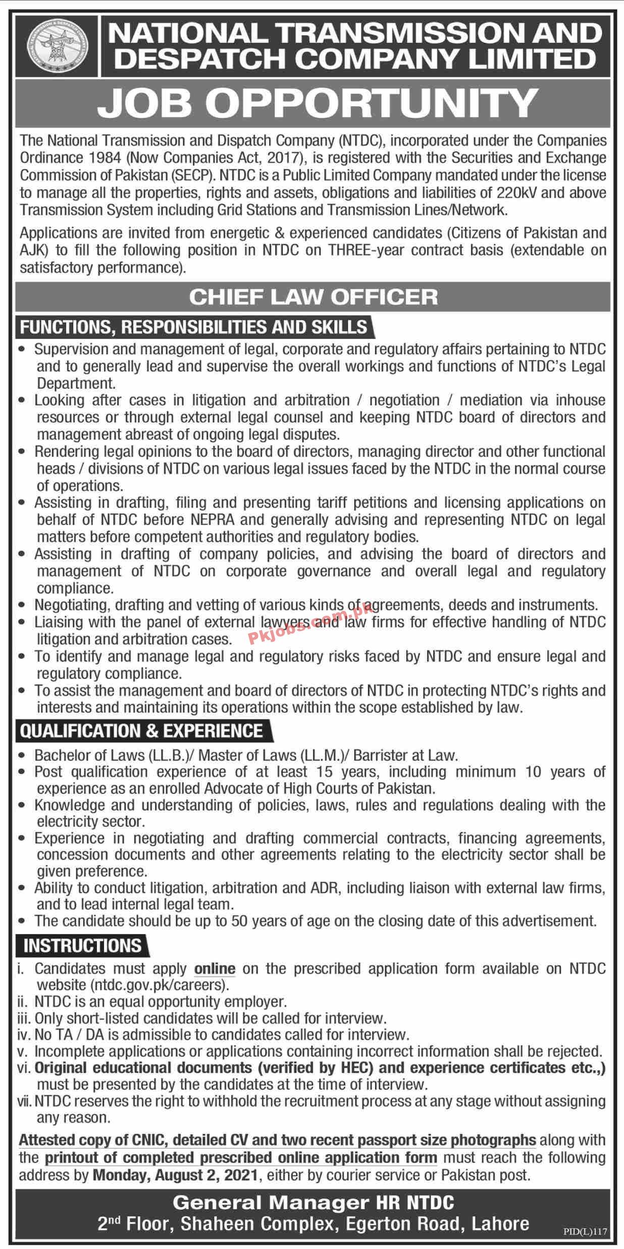 National Transmission & Despatch Company (NTDC) PK Jobs 2021