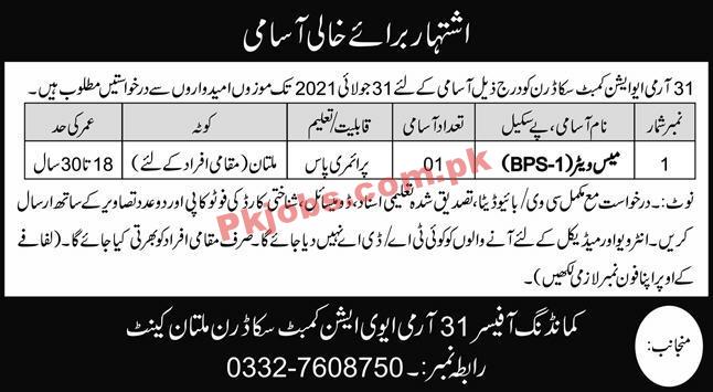 Pakistan Army Aviation Combat Squadron Announced Support Staff PK Jobs 2021