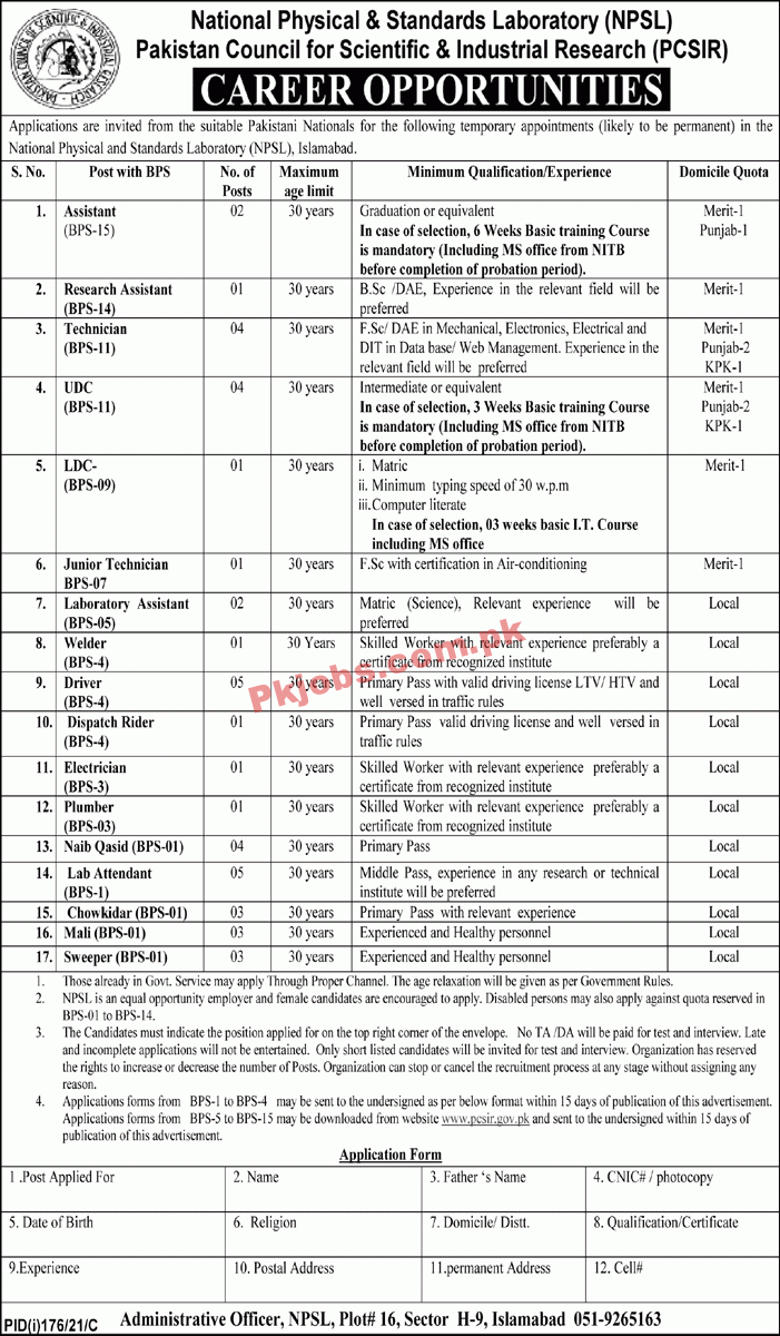 Pakistan Council of Scientific & Industrial Research (PCSIR) PK Jobs 2021