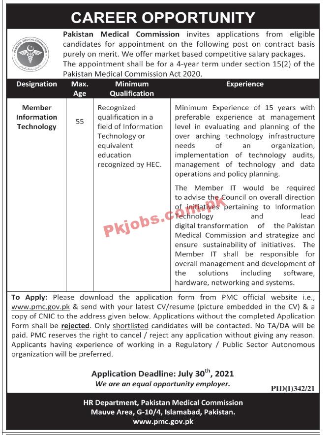 Pakistan Medical Commission (PMC) Management PK Jobs 2021