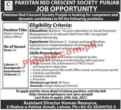 Pakistan Red Crescent Society (PRCS) Management PK Jobs 2021