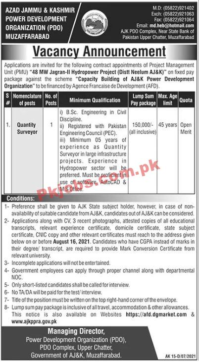 Power Development Organization (PDO) Management & Engineering PK Jobs 2021