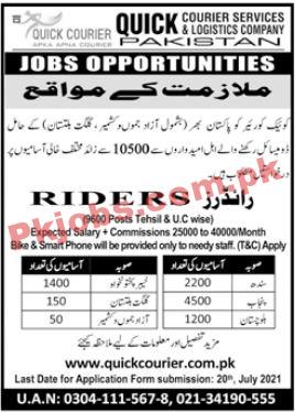 Quick Courier Services & Logistics Company Management PK Jobs 2021