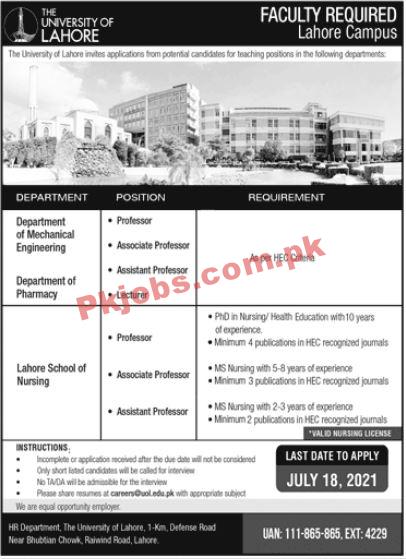 University of Lahore (UOL) Announced Latest PK Jobs 2021