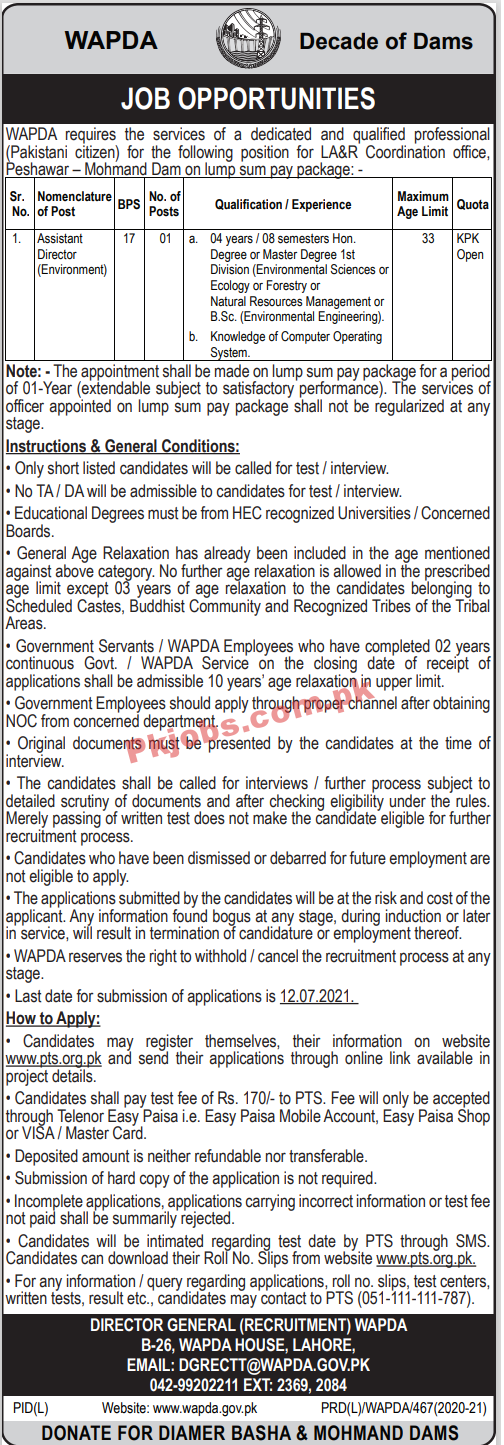 WAPDA Regional Office Announced Management & Engineering PK Jobs 2021