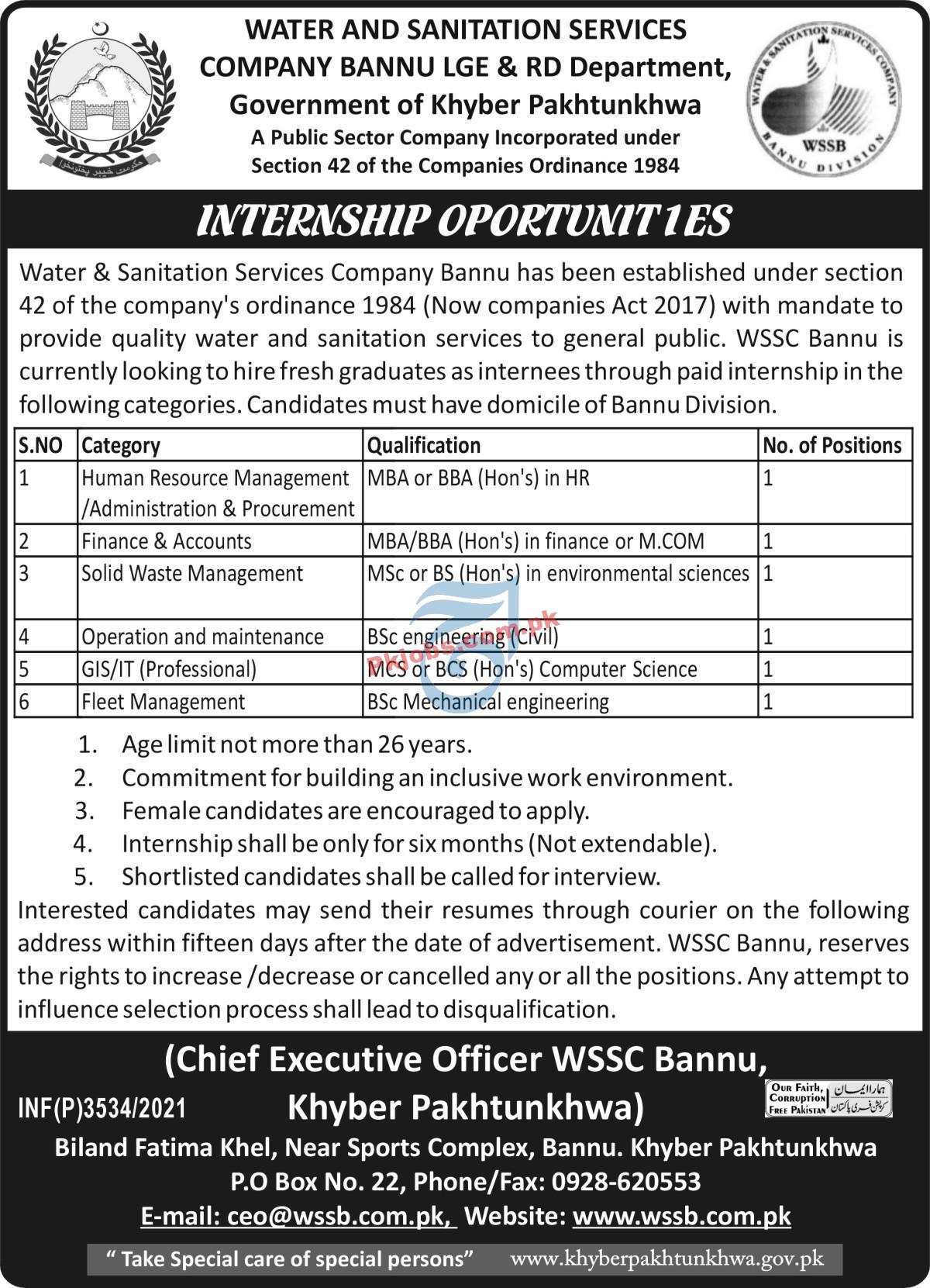 Water & Sanitation Services Company Announced Paid Internships 2021