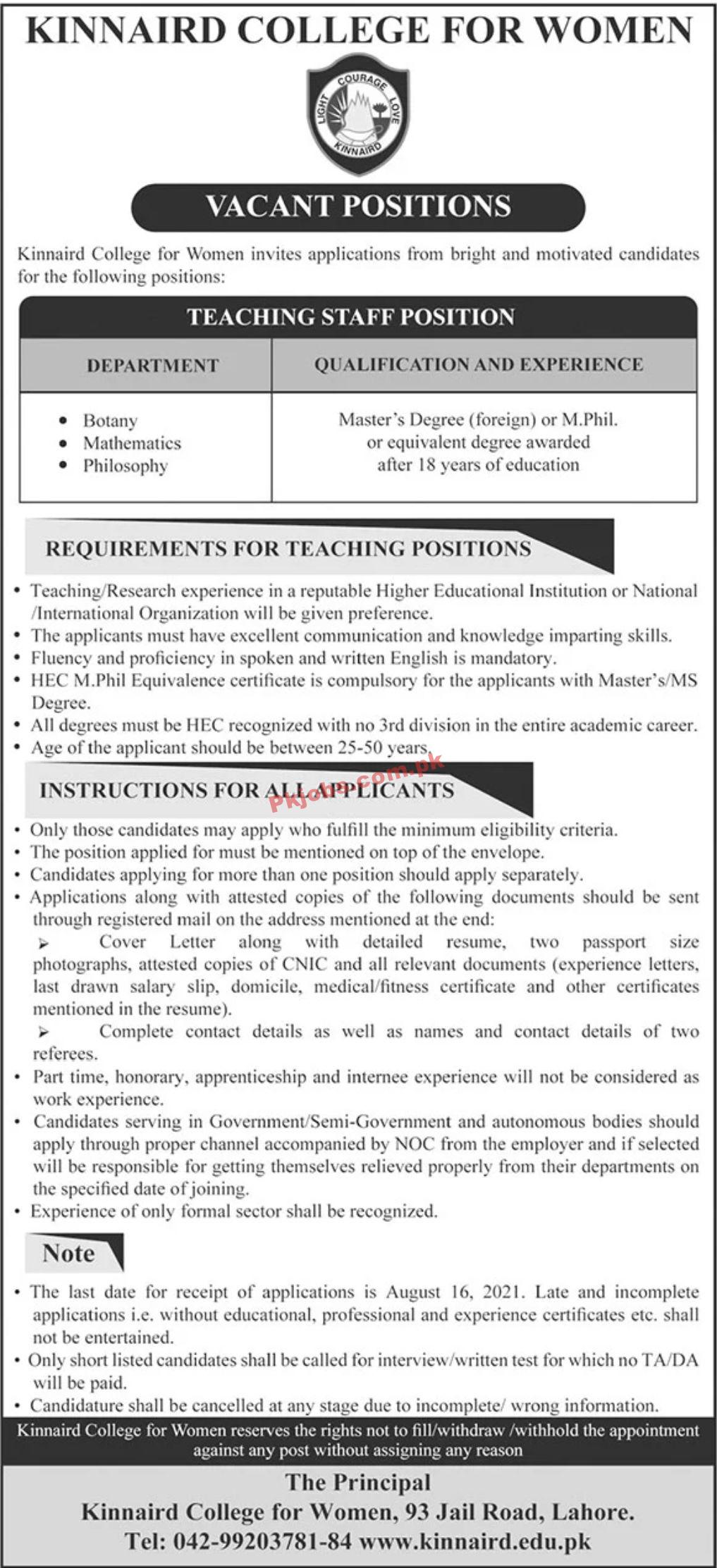 Jobs in Kinnaird College for Women