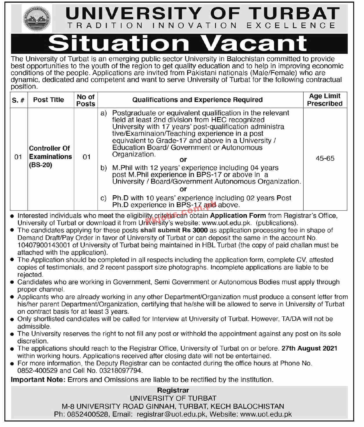 Jobs in University of Turbat