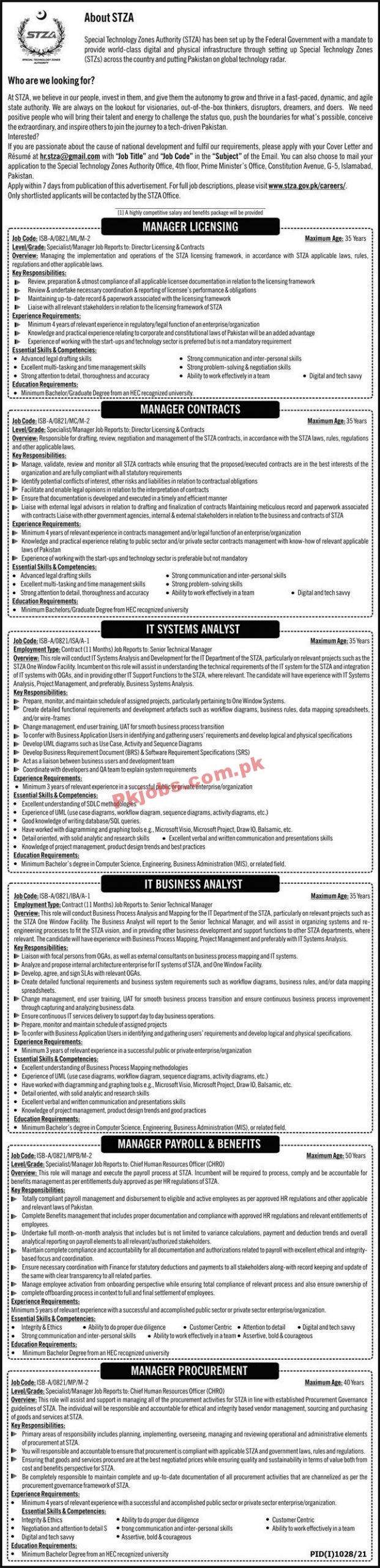Jobs in Special Technology Zones Authority STZA