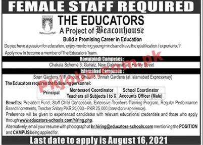 Beaconhouse Educators School System Announced Management PK Jobs 2021