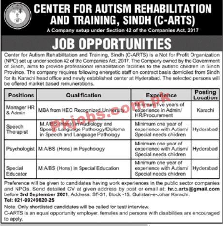 Center for Autism Rehabilitation and Training (CARTS) Announced Management PK Jobs 2021