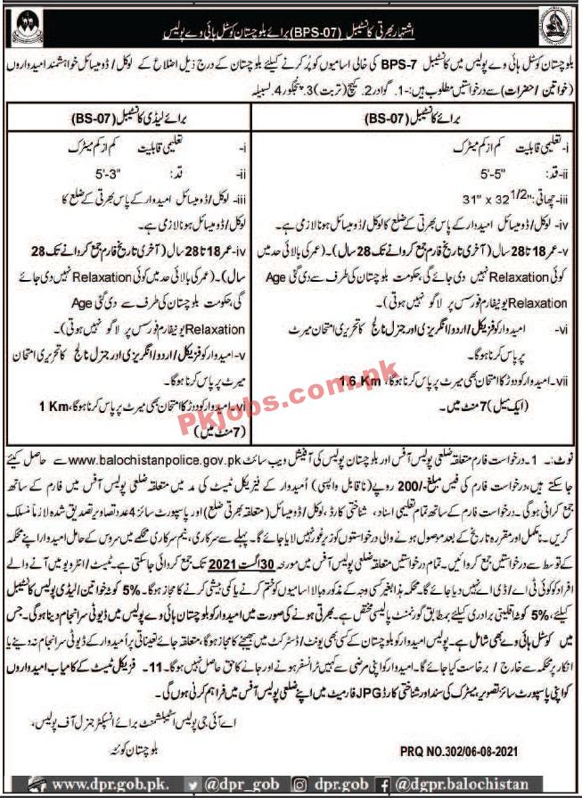 Coastal Highway Police Department Announced Latest Advertisement PK Jobs 2021