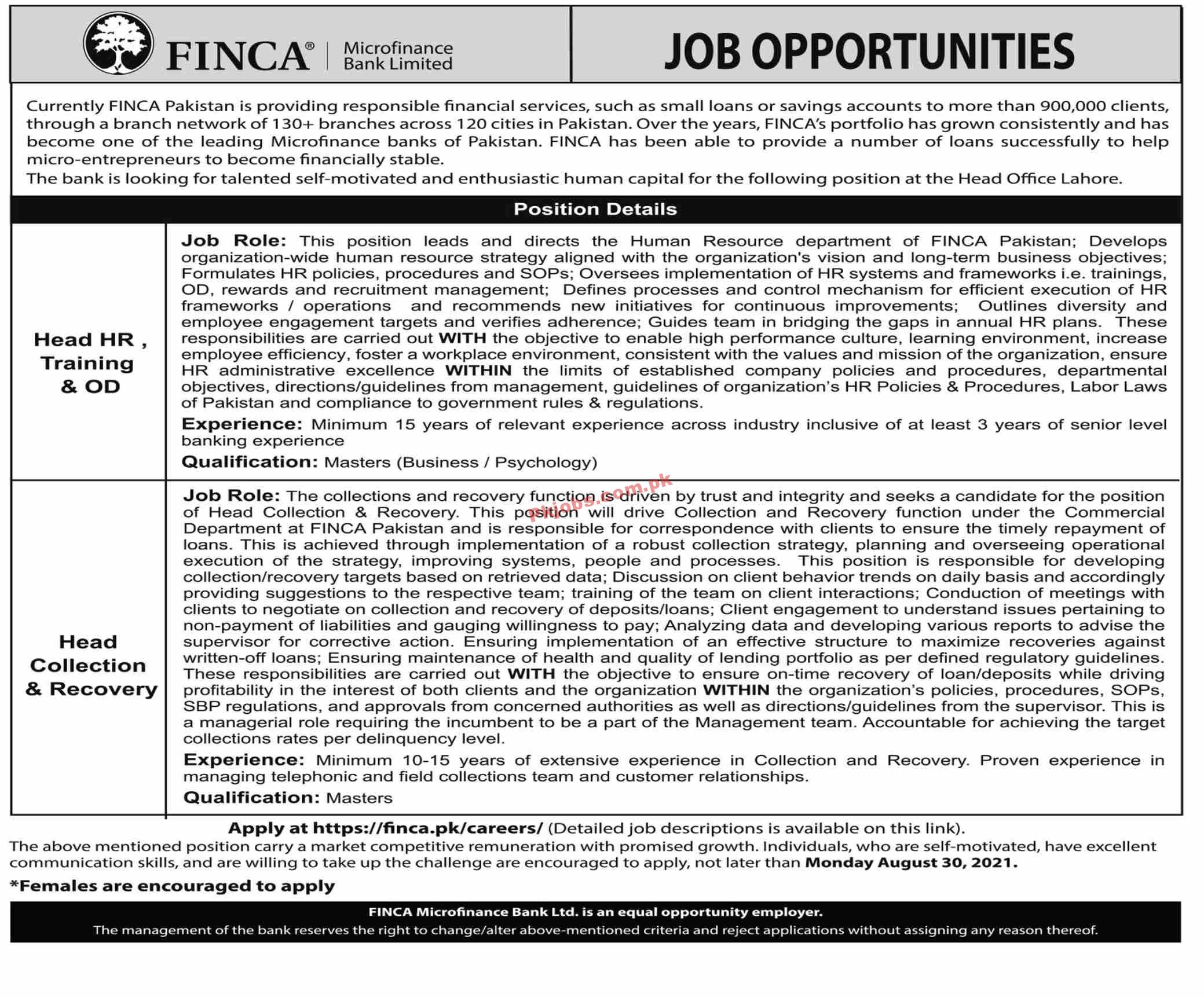 Jobs in FINCA Microfinance Bank Limited