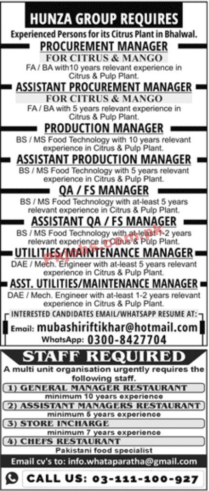 Jobs in Hunza Group