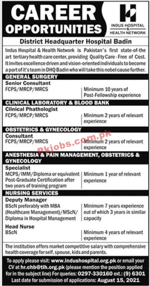 Jobs in INDUS Hospital & Health Network