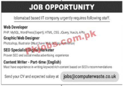 Jobs in Islamabad Based IT Company