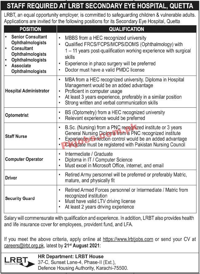 Jobs in LRBT Eye Hospital