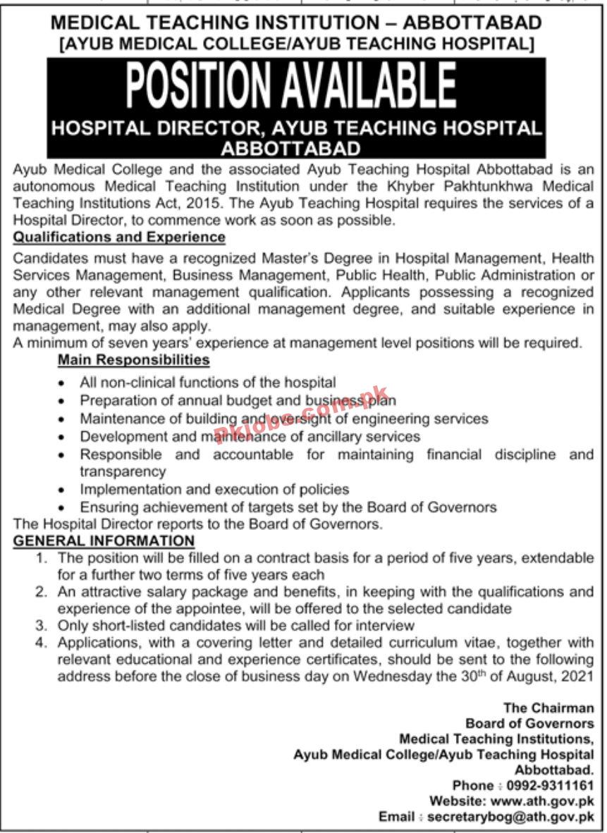 Jobs in Medical Teaching Institution MTI Abbottabad