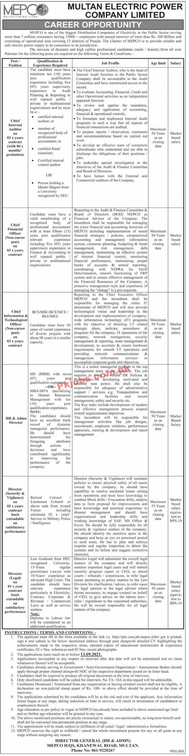 Jobs in Multan Electric Power Company Limited MEPCO