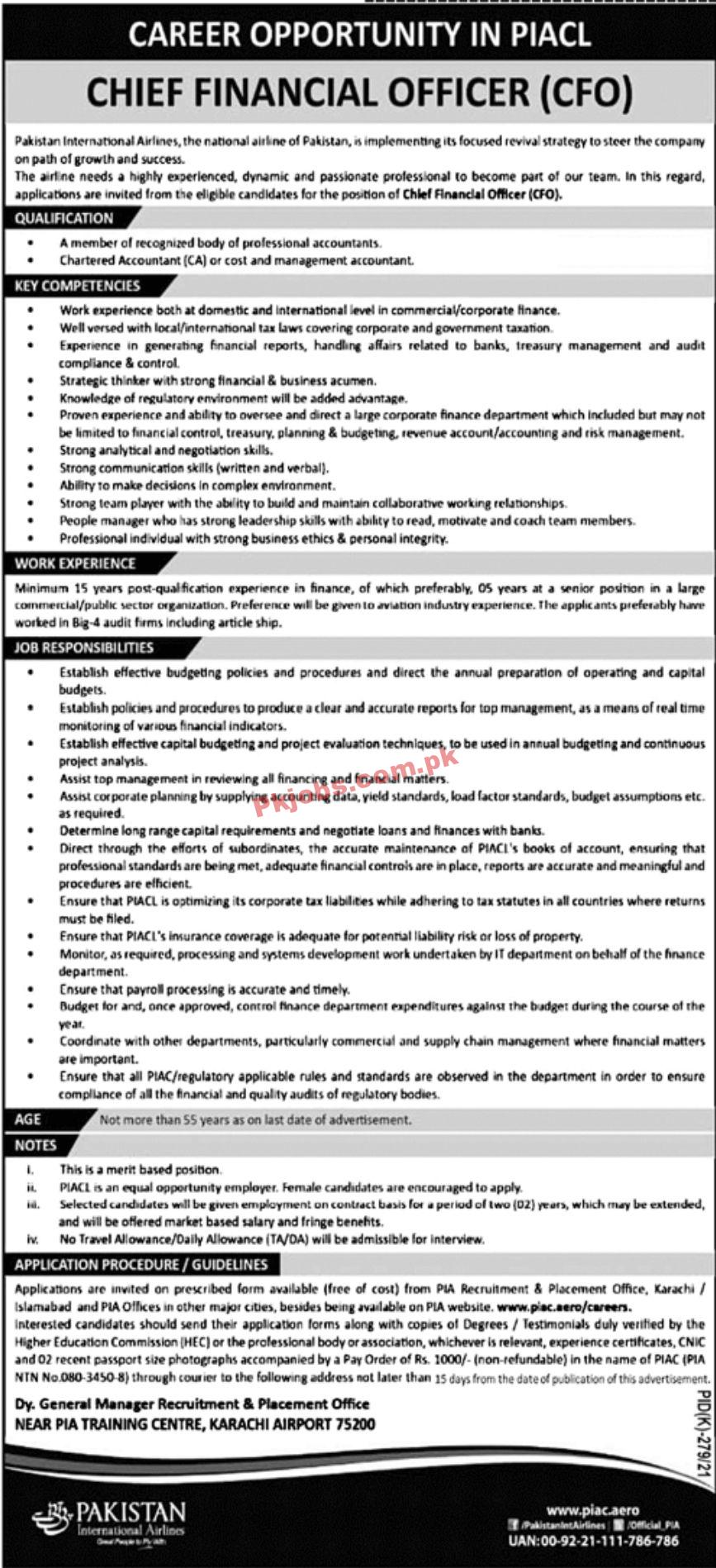 Jobs in Pakistan International Airlines PIA